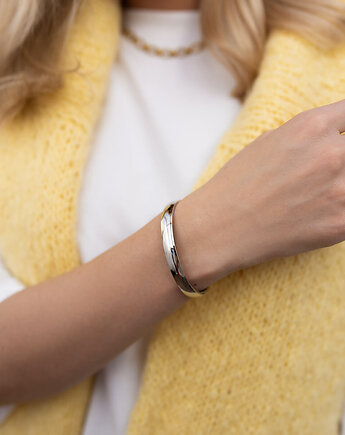 Srebrna bransoletka mankietowa ze stali chirurgicznej premium Paraiso Noire, Paraiso