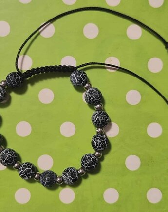 Komplet biżuterii naszyjnik i bransoletka z agatów trawionych, KruCorde