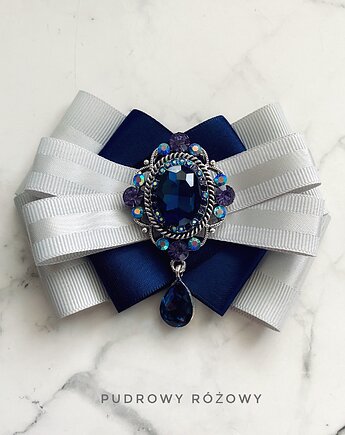 Brosza  z niesamowitym granatowym kryształem    NEW, Pudrowy Różowy