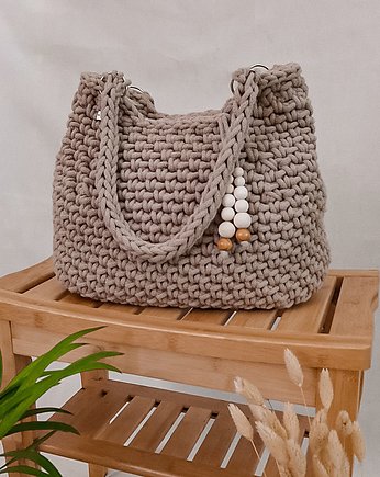 Duża torebka ze sznurka Belly bag - piaskowa, Damariz
