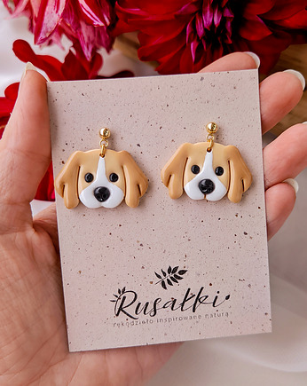 Kolczyki Beagle. Biżuteria z psem, prezent dla właściciela psa, pieska, Dary Rusałki