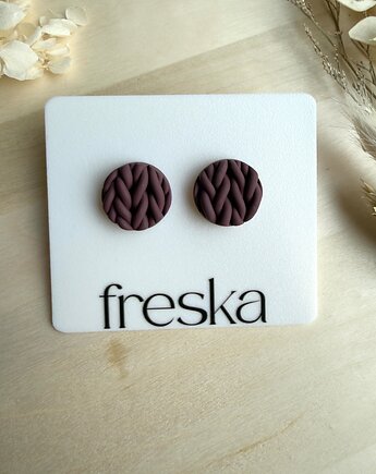 Kolczyki Knitted -  ciemny przygaszony fiolet, freska