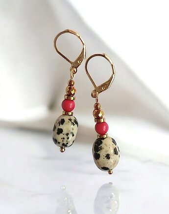 Kolczyki : INDIA : jaspis, koral : bigle angielskie, kaktusia