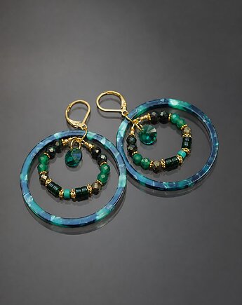 Kolczyki Wianki circle  (green mix), KiKa pracownia