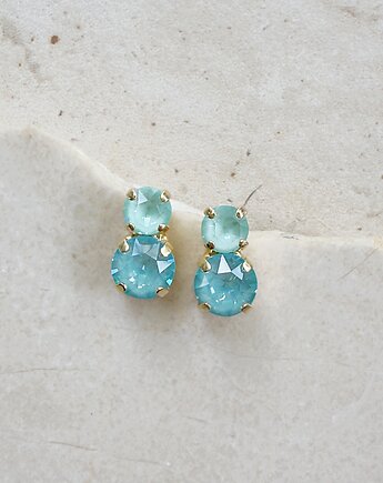 Kolczyki pozłacane Pretty: Crystal Paradise Blue & Soft Mint, White Jasmine