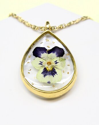 Naszyjnik bratek zatopiony w żywicy, Mintique