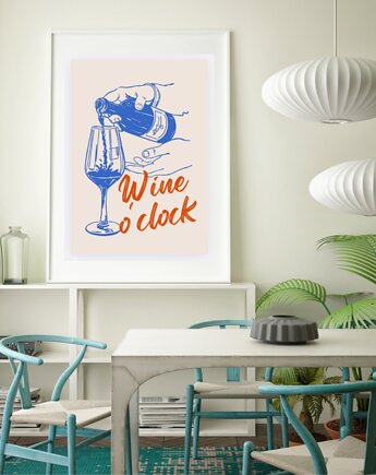 PLAKAT wino, wino grafika, wine o clock, ozdoba do kuchni, black dot studio