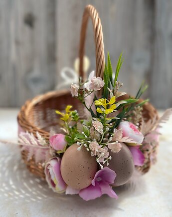 Wielkanocny koszyczek na święconkę, koszyczek z dekoracją, Rosa