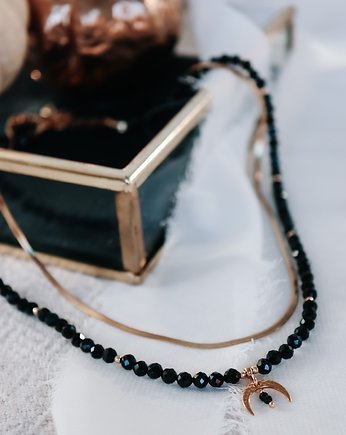 Choker LA LUNA BLACK ze spineli fasetowanych, LANKO