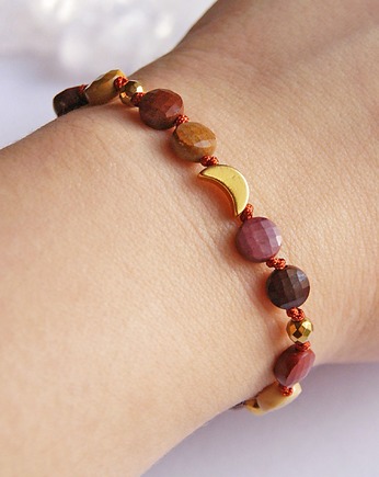 Amulet LUNULA - jaspis mokait - antystresowy, kaktusia