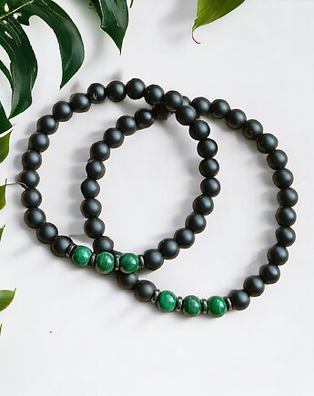 KOMPLET dla PARY :: malachit - kamień miłości : onyks matowy, kaktusia