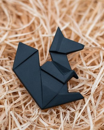 Broszka Porcelanowa Origami Wiewiórka Czarna, StehlikDesign