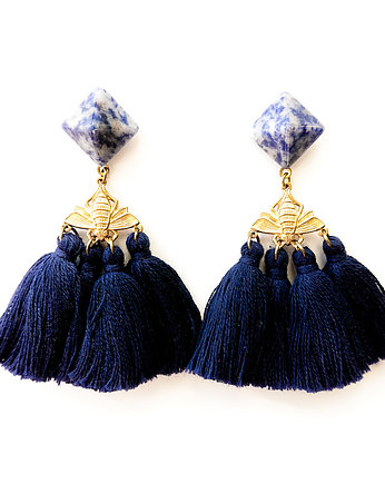 Kolczyki Tikal z sodalitu / pszczoły i chwosty, NOMAD ACCESSORIES