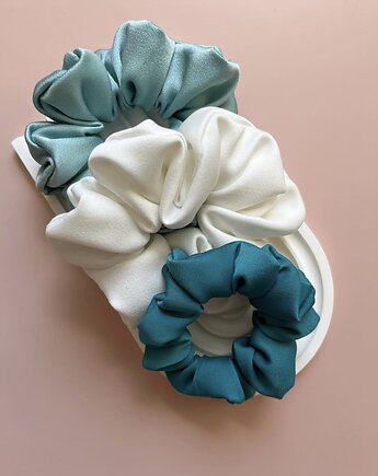 Zestaw 3 scrunchies - Lagoon, White & Celadia, Volie Line