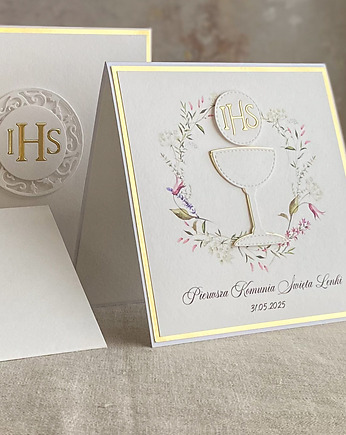 Kartka na komunię z pudełkiem i kopertą, 65C, Anna Art and Crafts