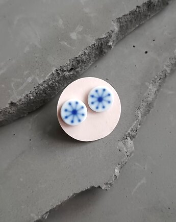 Kolczyki ceramiczne w śnieżynki, biżuteria z talerzy
