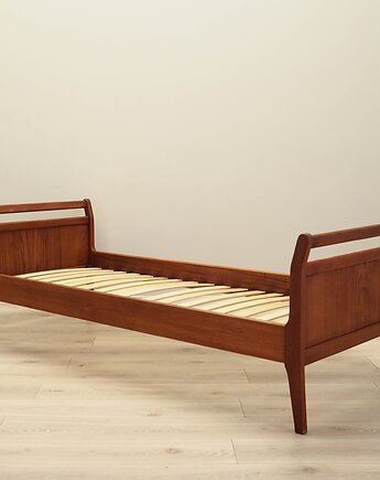 Łóżko tekowe, duński design, lata 70, produkcja: Dania, Przetwory design