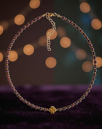 Na szczęście : granat, hematyt : czterolistna koniczynka : naszyjnik, kaktusia