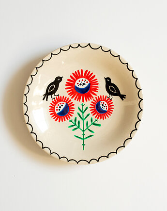 Talerz na ścianę - ptaszki na kwiatku, EMPE artstudio