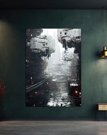 Futurystyczna Japonia, Cyberpunk - Plakat - Loft, Minimalizm, Black Sapphire Art