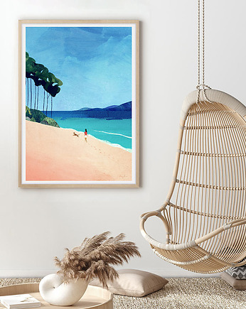 Złota plaża - spacer nad oceanem - plakat fine art, minimalmill