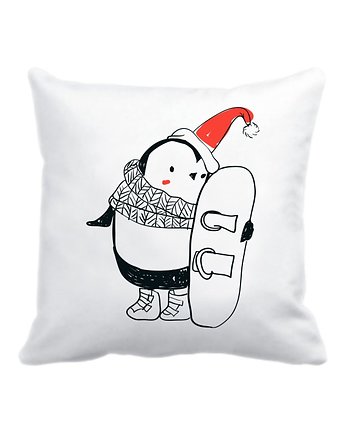 Zimowa poduszka z pingwinem, snowboard, OKAZJE - Prezent na Wesele