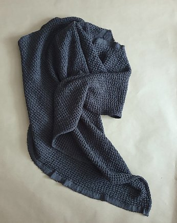 Kocyk lniano-bawełniany szary granat, naniby