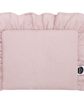 Różowa poduszka z lnu do wózka dla dziecka, Nukko Design