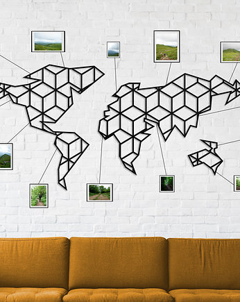 Geometryczna Metalowa Mapa Świata 140cm, FIRSTROOM