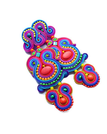 Kiko- etniczne kolczyki soutache, Mró Soutache