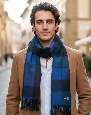 Szalik Męski Granatowy Niebieski Szal Wełniany, AKADEMIA STYLU