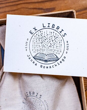 Prezent dla programisty - ex libris z kodem binarnym - zestaw, RetroNadruk