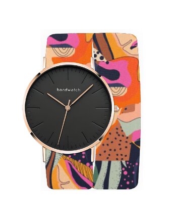 Zegarek damski wiązany - Abstract art - Tarcza Różowe złoto, Bandwatch