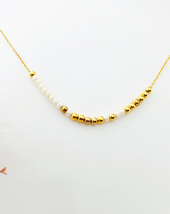 White GOLD- Delikatny NASZYJNIK na lato, KORALIKI , srebro pozłacane, Anemon Atelier