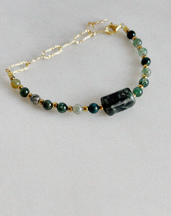 Bransoletka Serafinit i Agat Zielony unikat, Chmolowska Jewellery