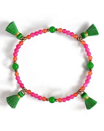 NA NOGĘ : summer fruits : jadeit i chwosty : róż-pomarańcz-zieleń, kaktusia