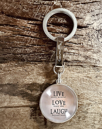 Live Love Laugh - stalowy brelok + box