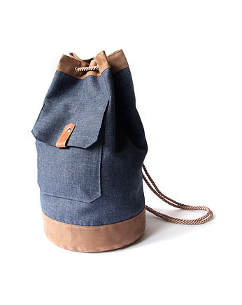  worek plecak-navy blue&brown&stripes-zamówienie, elfagado