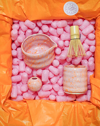 Zestaw do matchy, matchawan, chawan, chasen różowy, Lvvia ceramics