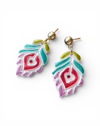 Kolczyki kolorowe piórka z gliny polimerowej, Megan Little Things