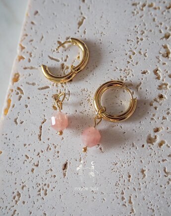 Kolczyki 2w1 z zawieszką z kamienia naturalnego, MAYBEJWLR