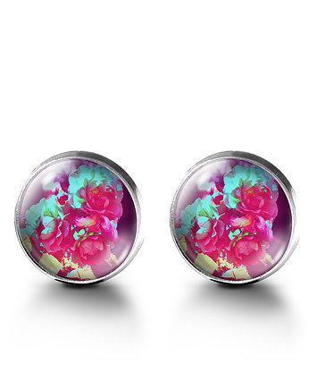 Kolczyki sztyfty - Amarantowe róże, yenoo