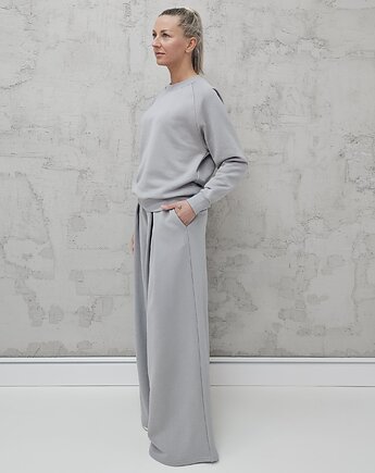 Sarai wygodny komplet bluza i szerokie spodnie z zakładkami glacier gray, Ablush