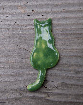 Ceramiczny magnes kot zielony, Gliniana Koniczynka