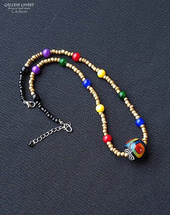 BOHO uroczy bajeczniej kolorowy naszyjnik jedyny TAKI Unikat handmade #2, Galeria Limart