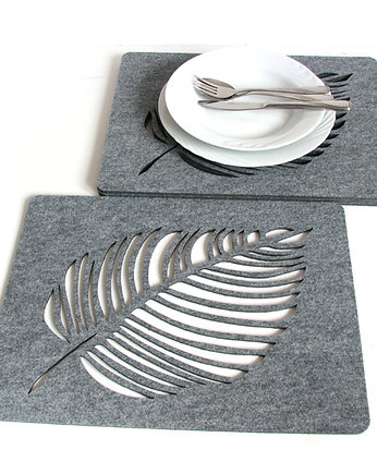 Filcowe liście pod talerze, szare, 4s 30x40, home variety