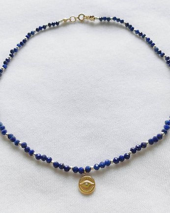 Delikatny naszyjnik lapis lazuli oko proroka, Amithu_jewelry 