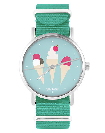 Zegarek - Lody - turkusowy, nylonowy, yenoo