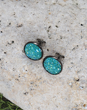 Stalowe kolczyki wkrętki z druzami boho, Spirit Of Copper