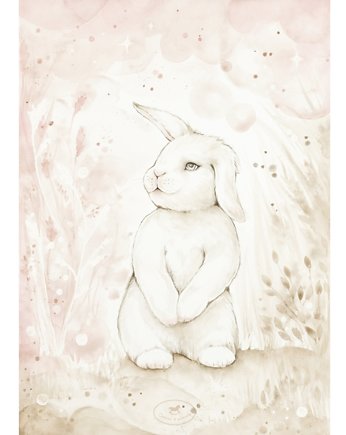 Lovely Rabbit Poster White/ powder pink, Cotton & Sweets